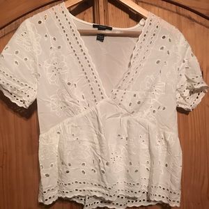 Cropped Eyelet Top